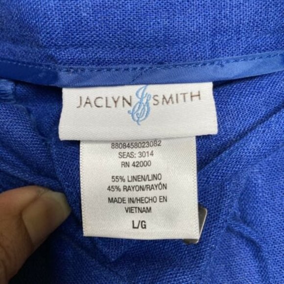 Jaclyn Smith Mens Linen Blend Blue Shorts Sealed pockets Size Large - Picture 9 of 9